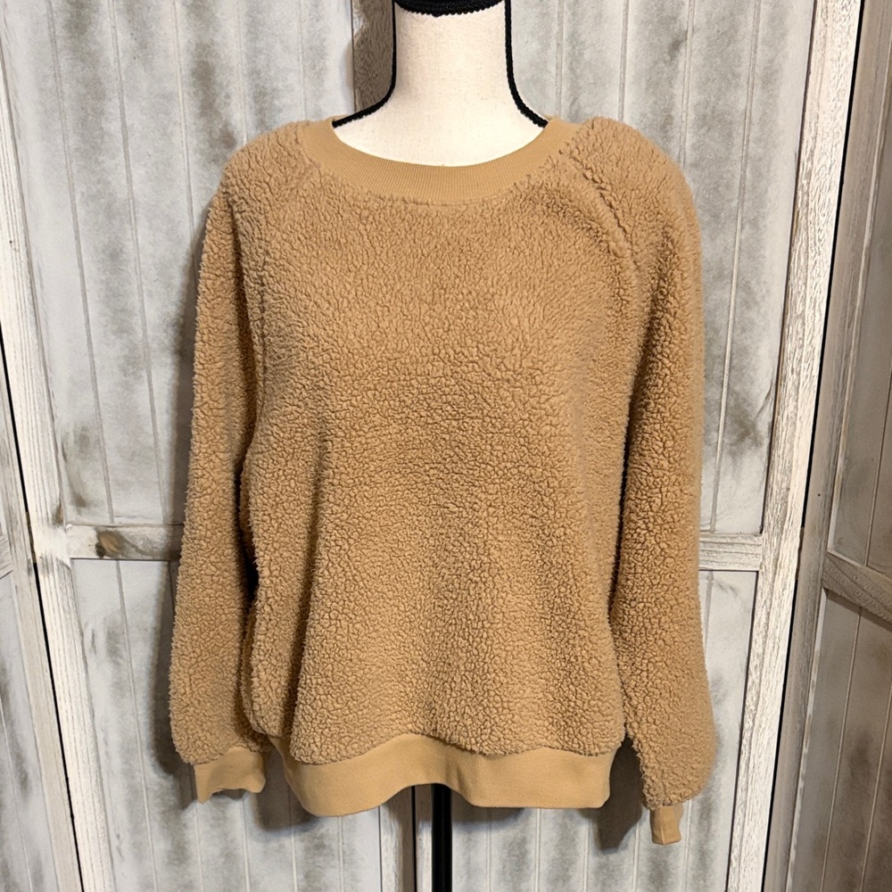 Old Navy Tan Sherpa Crew Neck Sweatshirt